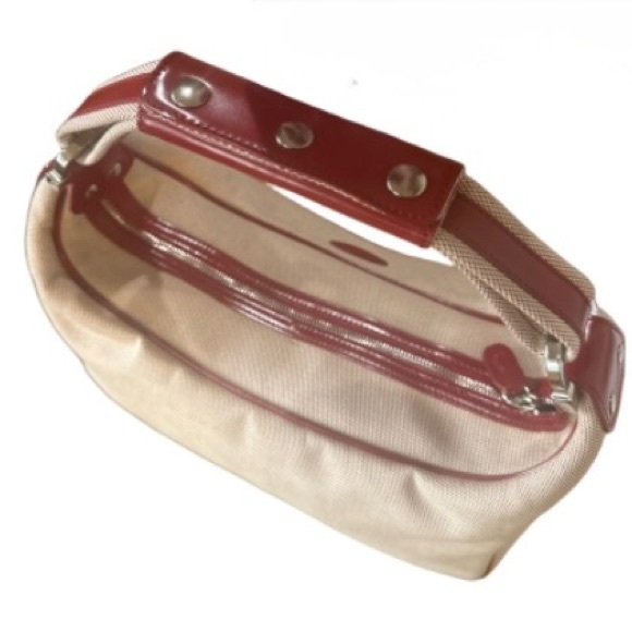 Tod's Beige Canvas Shoulder Bag with red Trim - Picture 2 of 9